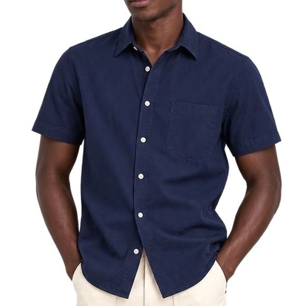 Alex Mill Relax Fit 100% Cotton Poplin Short Sleeve Shirt Men M Navy Lightweight